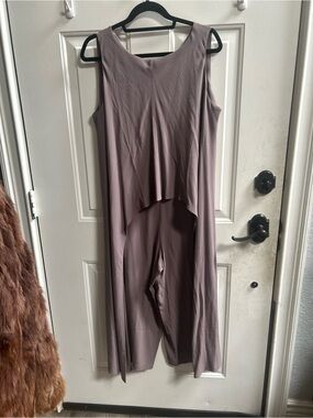 Eileen Fisher Layered Bateau Silk Georgette Crepe Jumpsuit in Luna color